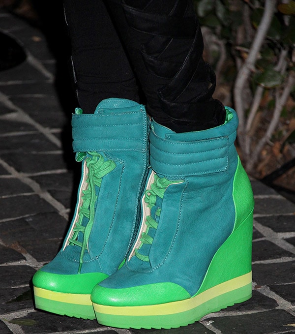 Diamond White at The US launch of the new BlackBerry Z10 held at Cecconi's West Hollywood on March 20, 2013 Diamond White rocks green wedge sneakers at the US launch of the new BlackBerry Z10