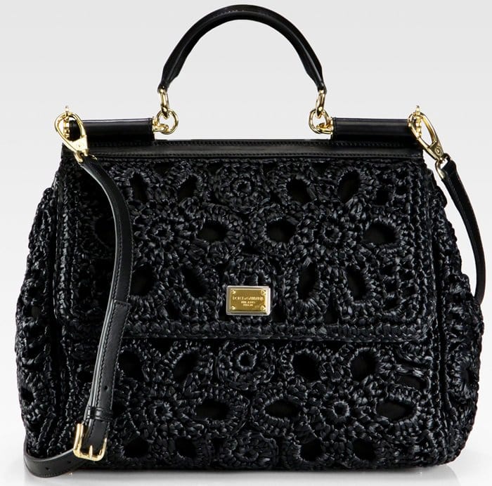 Dolce Gabbana 'Miss Sicily' Raffia Satchel
