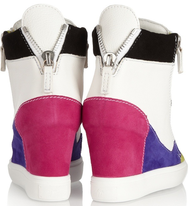 Giuseppe Zanotti Lorenz leather and suede wedge sneakers