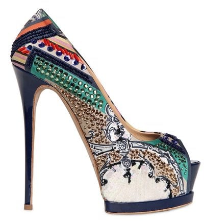 Gianmarco Lorenzi 150MM Embroidered Printed Satin Pumps