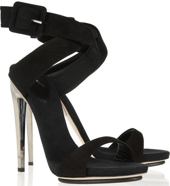 Giuseppe Zanotti Metal-Heeled Suede Sandals