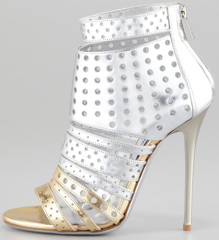 Jimmy Choo 'Malika' Perforated Metallic Leather Sandal
