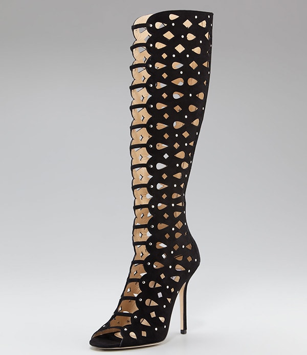 Jimmy Choo Studded Cutout Knee-High Boots