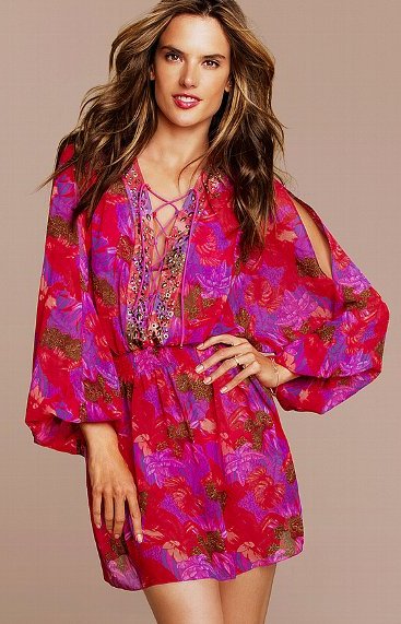 Victoria's Secret Lace-up Caftan Cover-up Dress