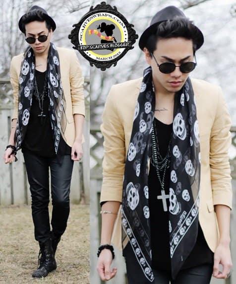 Marc shows yet another way to wear Alexander McQueen's skull scarf
