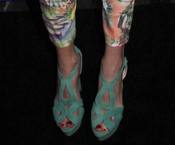 Stephanie Pratt at The US launch of the new BlackBerry Z10 held at Cecconi's West Hollywood on March 20, 2013 Stephanie Pratt styled her pants with turquoise suede platform sandals