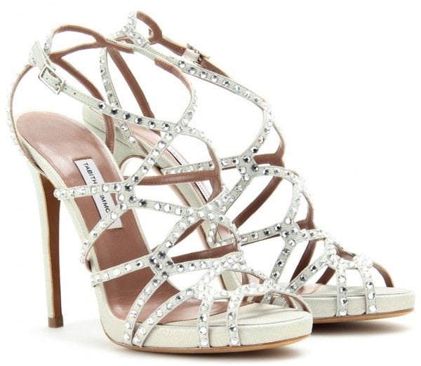 'Dee' sandals featuring an intricate strap design and sparkling crystals all over