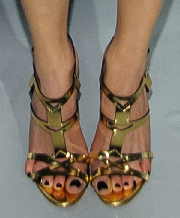 Emmy Rossum experienced a severe case of toe overhang in her Rupert Sanderson sandals