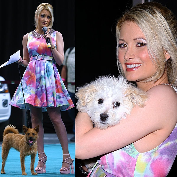 Surrounded by canine companions, Holly Madison took the stage at The Animal Foundation's 'Best in Show' event, famously wearing her Charlotte Olympia sandals with poodle heels