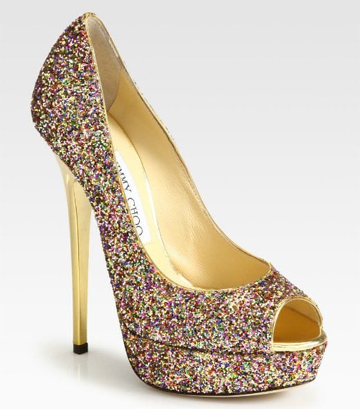 Jimmy Choo "Vibe" Glitter Platform Pumps
