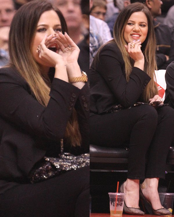 Khloé Kardashian watches the Los Angeles Clippers vs Indiana Pacers at the Staples Center on April 1, 2013