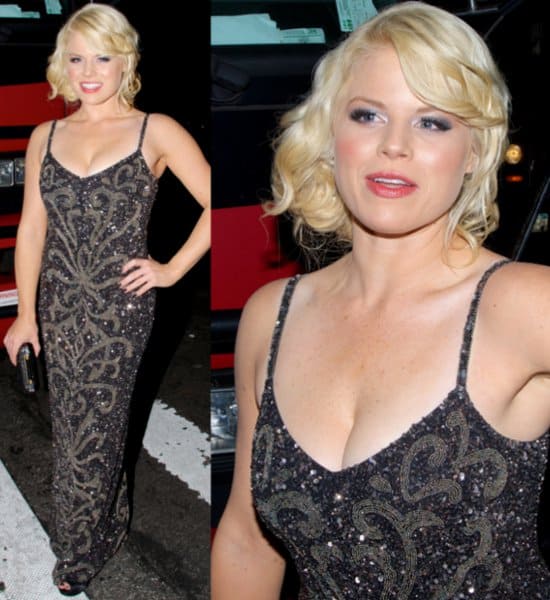Megan Hilty wearing a sequined Theia gown with Tiffany Co. diamonds at the 2013 Blue Book Ball in New York City