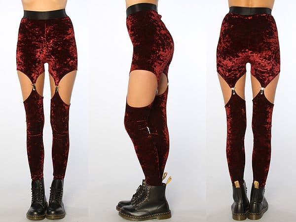 Widow The Cutout Garter Velvet Leggings