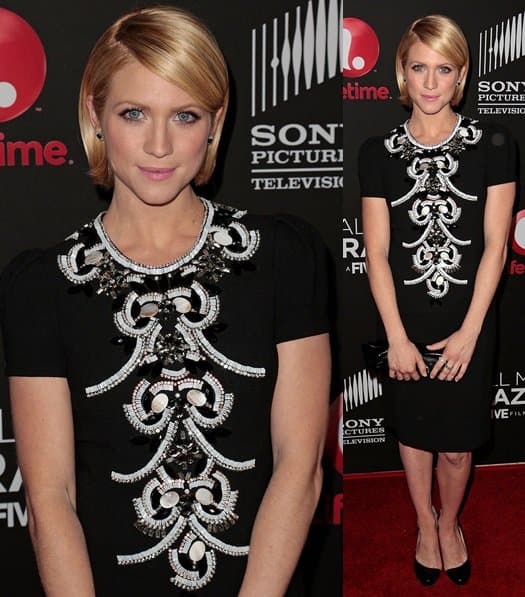 Brittany Snow captivates in a beaded Naeem Khan dress at the 'Call Me Crazy' premiere, Pacific Design Center, West Hollywood, CA, April 16, 2013