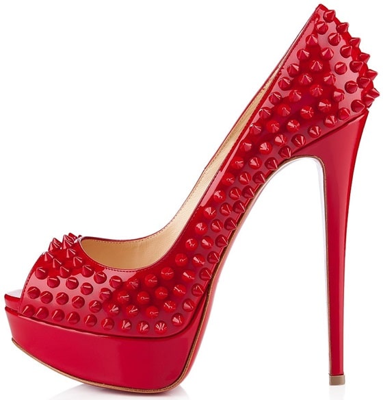 Christian Louboutin Lady Peep Spikes in Red