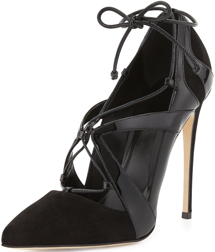 Alejandro Ingelmo Ilaria Patent Suede Laceup Pointtoe Pump Black