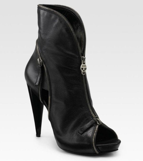 Alexander McQueen Cutout Zippers Skull Boots