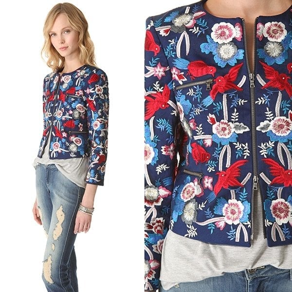 Alice + Olivia Embroidered Box Jacket
