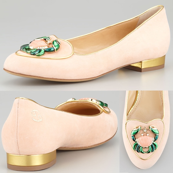 Charlotte Olympia Birthday Cancer Zodiac Smoking Slipper in Light Pink