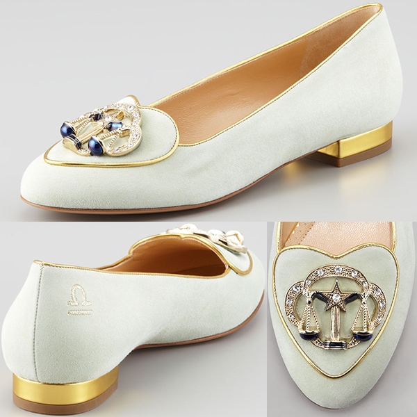Charlotte Olympia Birthday Libra Zodiac Smoking Slipper in Pistachio