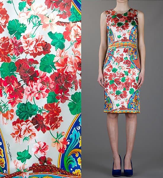 With saturated hues and a sexy silhouette, this Dolce Gabbana floral print dress turns a sofa-inspired print into a fashion statement