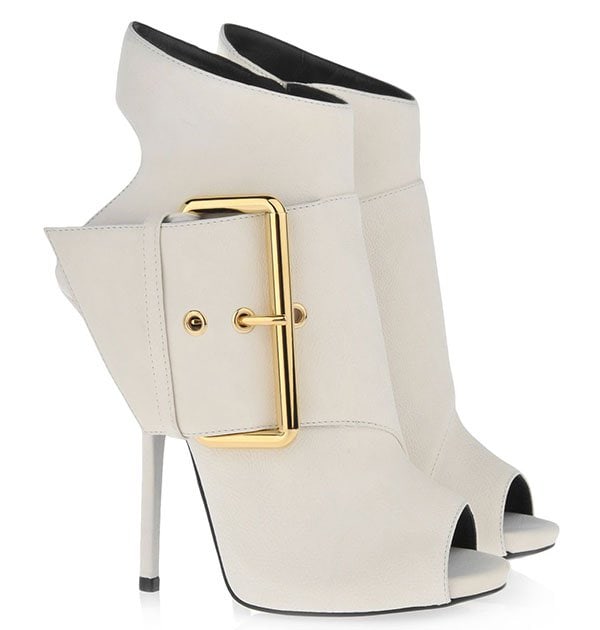 Giuseppe Zanotti White Calkskin Buckled Booties Giuseppe Zanotti White Calkskin Buckled Booties