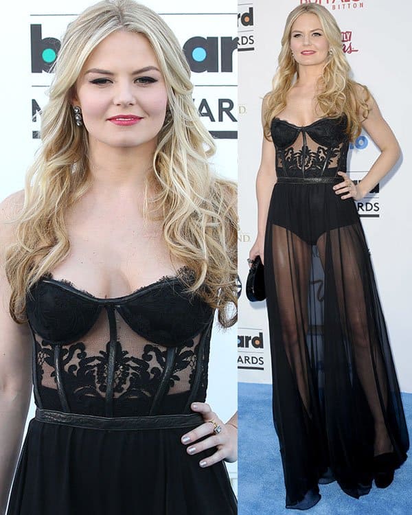 Jennifer Morrison at the 2013 Billboard Music Awards Jennifer Morrison turns heads in a revealing Kristian Aadnevik gown that combines lingerie-inspired corset styling with a sheer skirt at the 2013 Billboard Music Awards