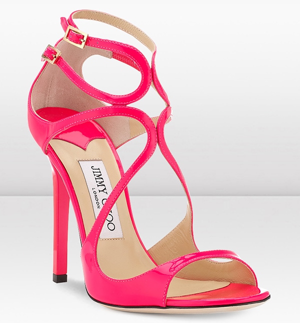 Jimmy Choo "Lance" Fuchsia Neon Patent Leather Sandals