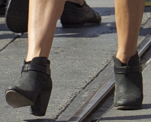 Julianne Hough elevates her casual ensemble with chic Rag Bone booties during her Disneyland visit