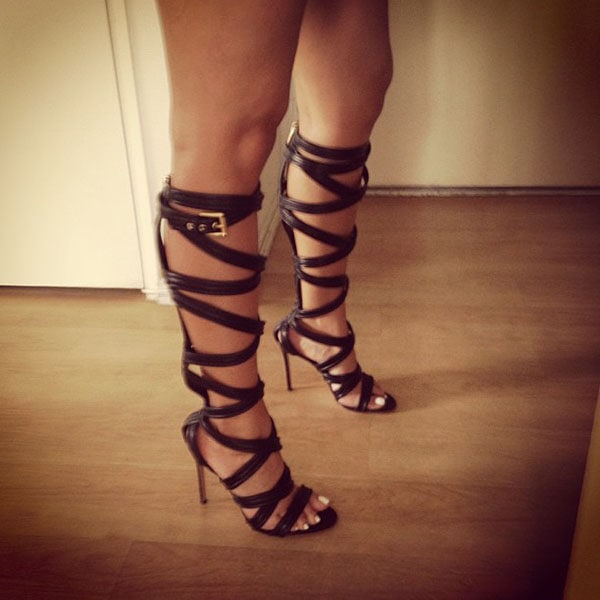 Julissa Bermudez in Gianvito Rossi Gladiator Sandals Julissa Bermudez shows off her feet in Gianvito Rossi gladiator sandals