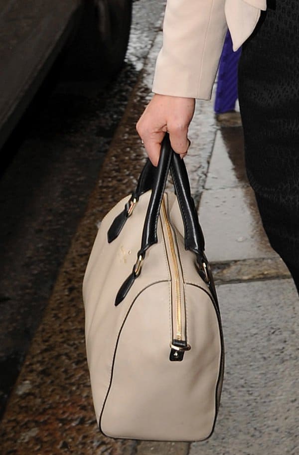 Pippa Middleton Kate Spade Catherine Street Pippa Pippa Middleton elegantly carrying a Kate Spade New York 'Catherine Street Pippa' satchel in dark chino color, as she exits a Vanity Fair event in London on May 14, 2013