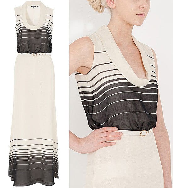 Raoul's 'Jane' stripe gown, priced at $325, is a testament to understated elegance with its clean lines and classic silhouette