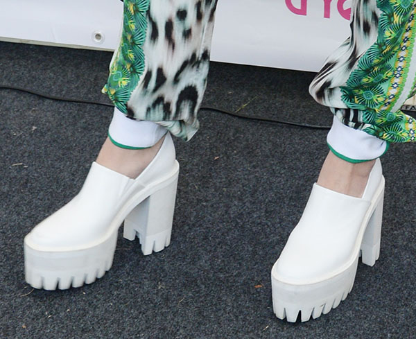 Rita Ora wearing Stella McCartney lug-soled pumps