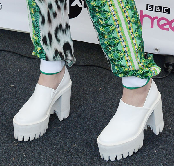 Rita Ora wearing Stella McCartney lug sole pumps