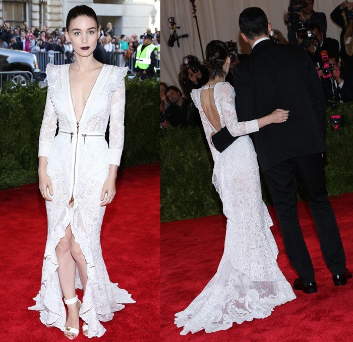 Rooney Mara on the red carpet at the 2013 Met Gala held at the Metropolitan Museum of Art in New York City on May 6, 2013