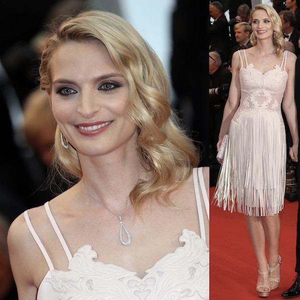 Sarah Marshall, seemingly inspired by the 1920s, at the 66th Annual Cannes Film Festival Opening Ceremony