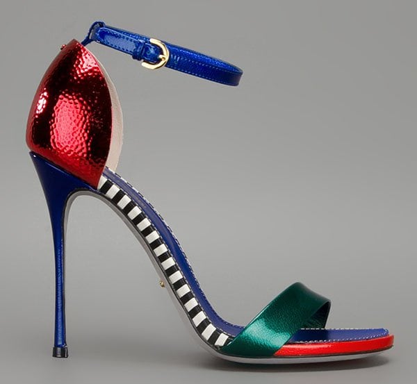 Sergio Rossi "Flashy" Sandals in Multicolor Patent Sergio Rossi Flashy Sandals in Multicolor Patent