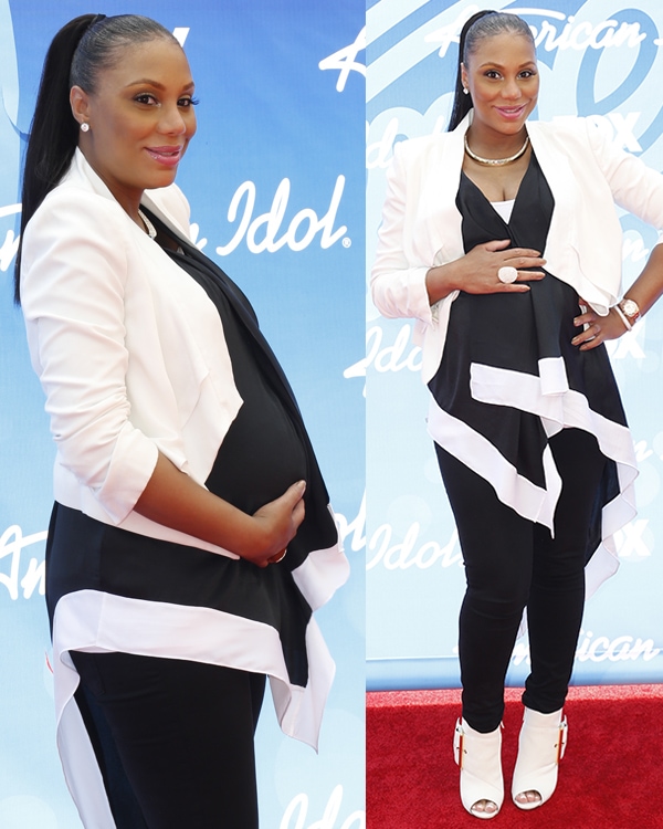Tamar Braxton at American Idol Finale Results Show Tamar Braxton showed off her baby bump at American Idol Finale Results Show