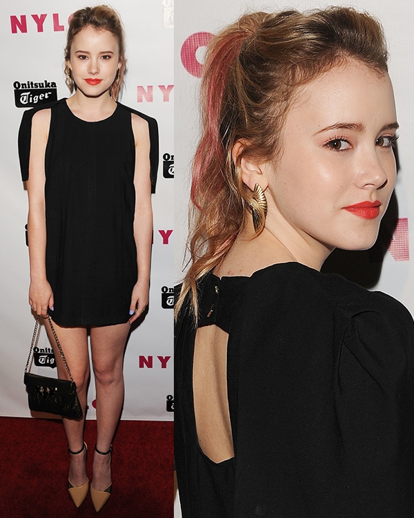 Taylor Spreitler at Nylon Magazine Young Hollywood Party Taylor Spreitler made a striking fashion statement in her Finders Keepers dress at Nylon Magazine's Young Hollywood Party