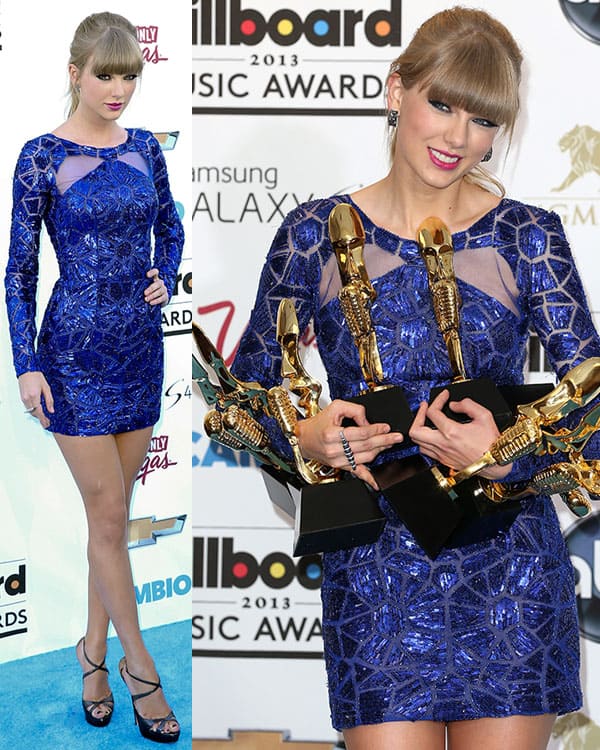 Taylor Swift at the 2013 Billboard Music Awards Taylor Swift shines in a Zuhair Murad sequin dress, capturing a modern and glamorous look at the 2013 Billboard Music Awards