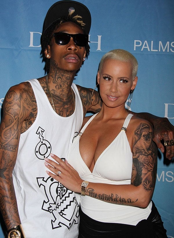 Amber Rose with Wiz Khalifa at "Ditch Fridays" during the Memorial Weekend kickoff at The Palms Casino Resort in Las Vegas on May 24, 2013
