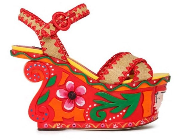 Dolce Gabbana Raffia and Crochet Wedges