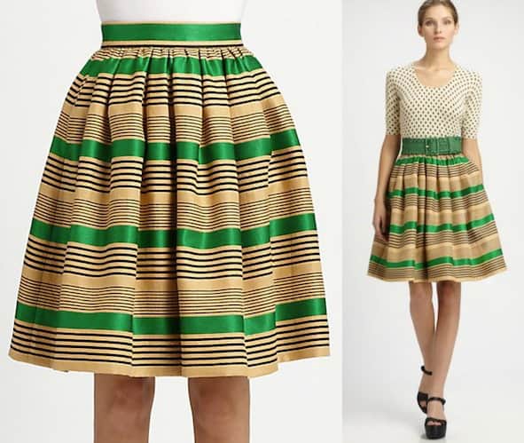 Dolce Gabbana Striped Skirt in Green