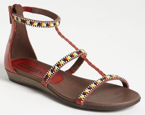 A comfort-minded sandal is designed and hand-beaded by female members of the Maasai tribe in Kenya