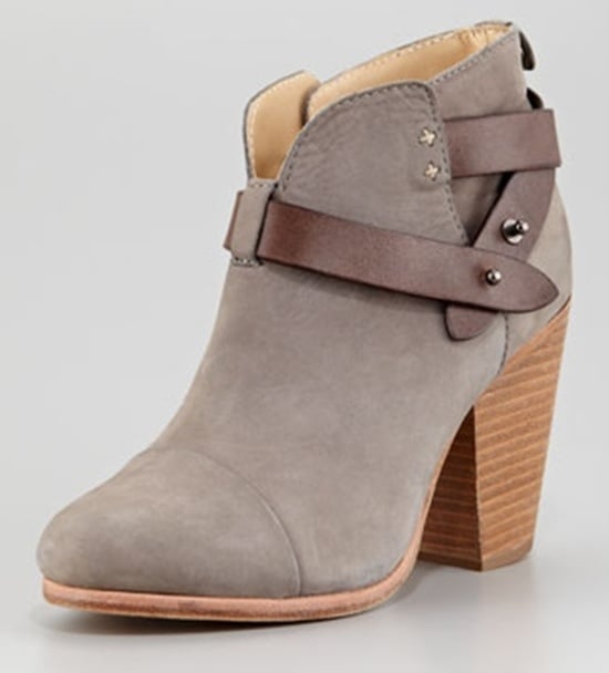 Rendered in versatile gray suede, the Rag Bone Harrow balances rugged Western influences with refined city styling, highlighted by its wraparound leather strap and leg-lengthening silhouette