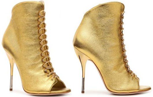 Giuseppe Zanotti Metallic Leather Peep Toe Booties