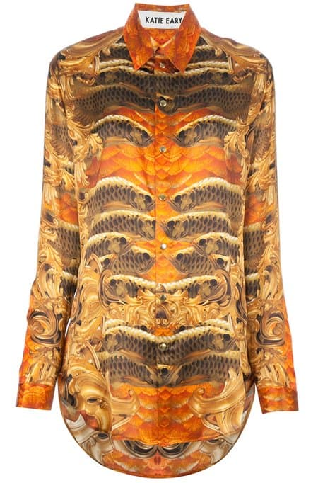 Katie Eary Full Gold Silk Shirt