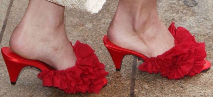 Lily Aldridge borrowed her grandma's slippers for the event