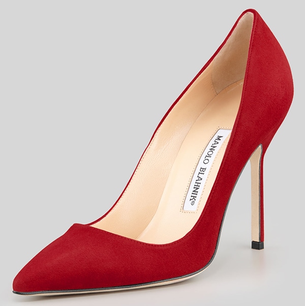 Manolo Blahnik BB Suede Pumps in Scarlet