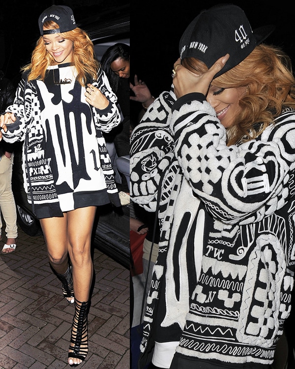 Returning to her hotel after her Ziggo Dome performance, Rihanna relies on sleek gladiator sandals to bring polish, balance, and intent to her off-duty silhouette